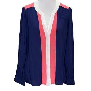 Ezra Colorblock Button Up Blouse Small